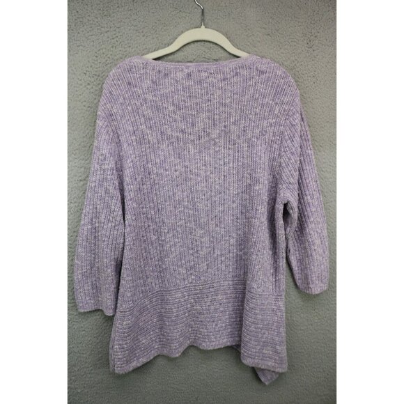 Pure Jill Purple Ribbed 3/4 Sleeve Sweater-Size Large - Picture 8 of 10
